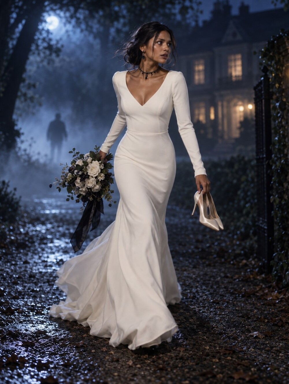 Lulus Feeling of Forever White Long Sleeve Mermaid Maxi Dress